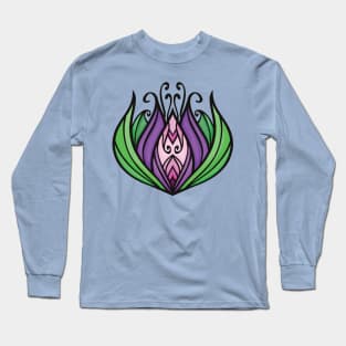 Purple, Pink, and Green Zen Lotus Flower Long Sleeve T-Shirt